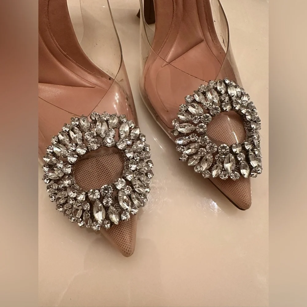 SOLD. DO NOT BUY Blogger fav 2 Zara pointed toe rhinestone embellished heels. - Picture 5 of 13